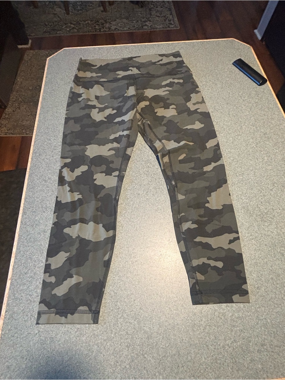 Camo Active Capri Leggings - Olive Green